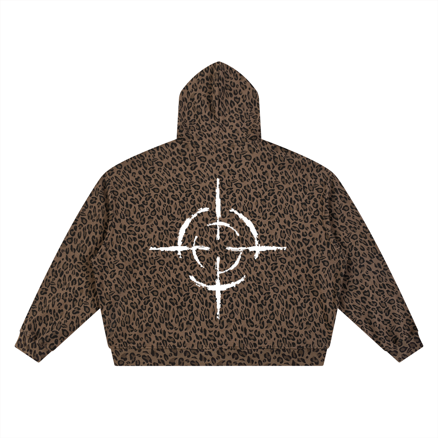 Leopard Print Waffle Full Zip Hoodie