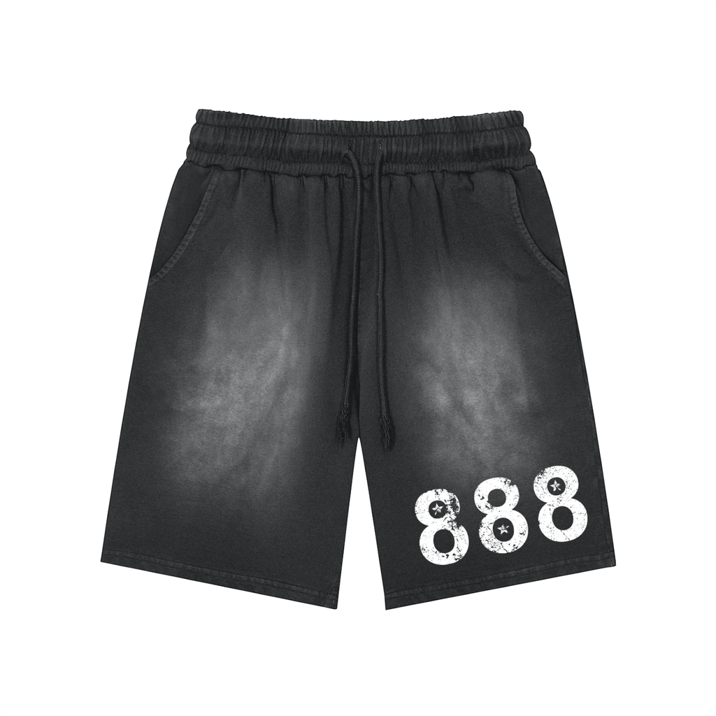 Rectangle Patch Monkey Washed Shorts