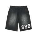 Rectangle Patch Monkey Washed Shorts