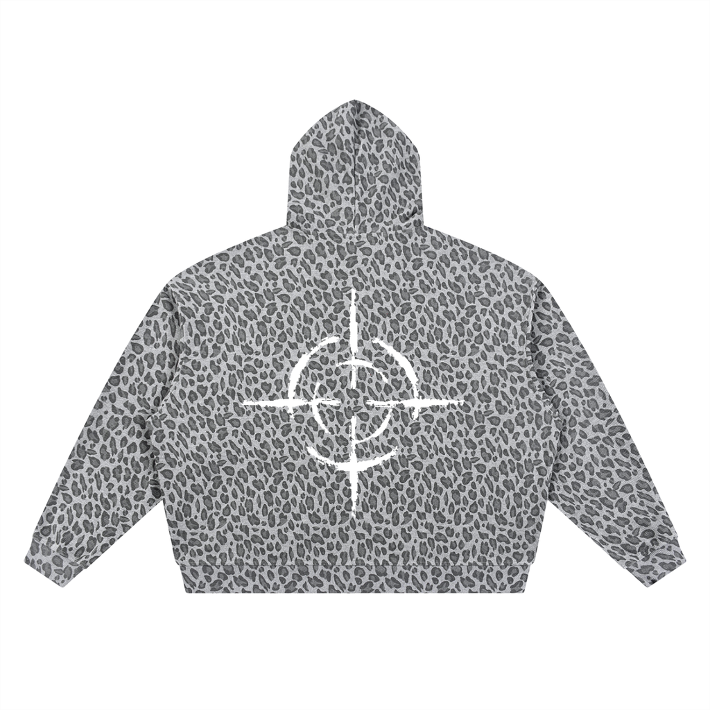 Leopard Print Waffle Full Zip Hoodie