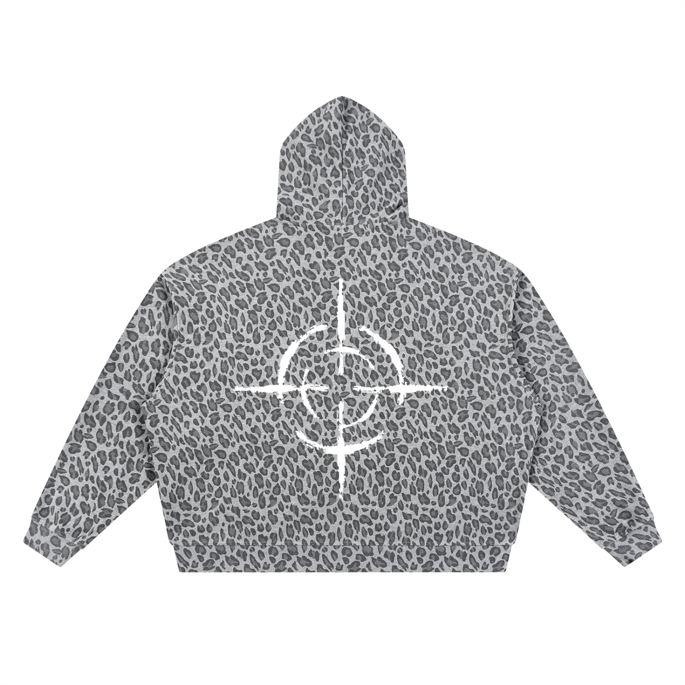 Leopard Print Waffle Full Zip Hoodie